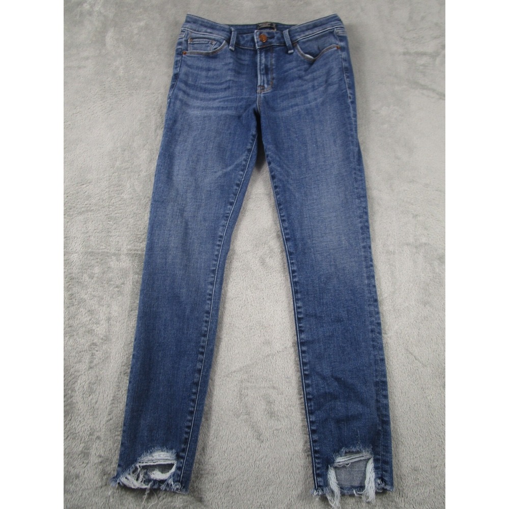 Abercrombie Fitch Jeans‎ Womens 4 Blue Denim Low Rise Ankle Pockets Frayed